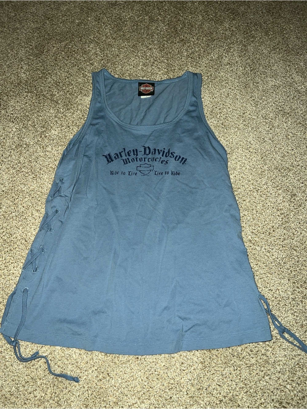 Harley-Davidson Women's Slate Blue Side-Lace Tank